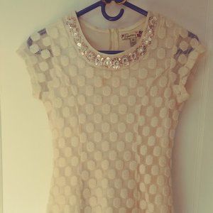Speechless Big Girls Ivory Flocked Sequined Short Sleeve Cocktail Dress Size 16